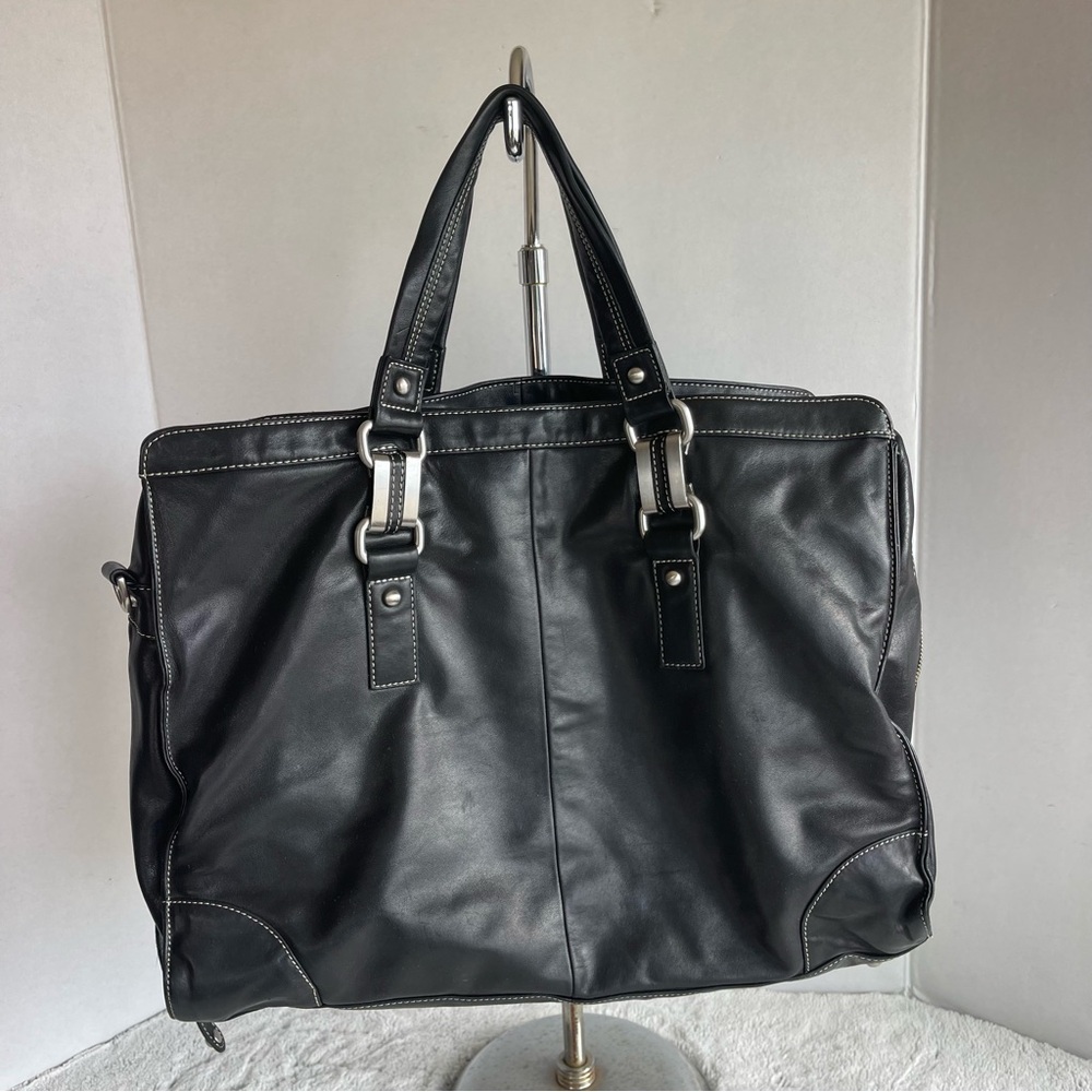 PERLINA Black Leather Tote /Carry-on Bag!